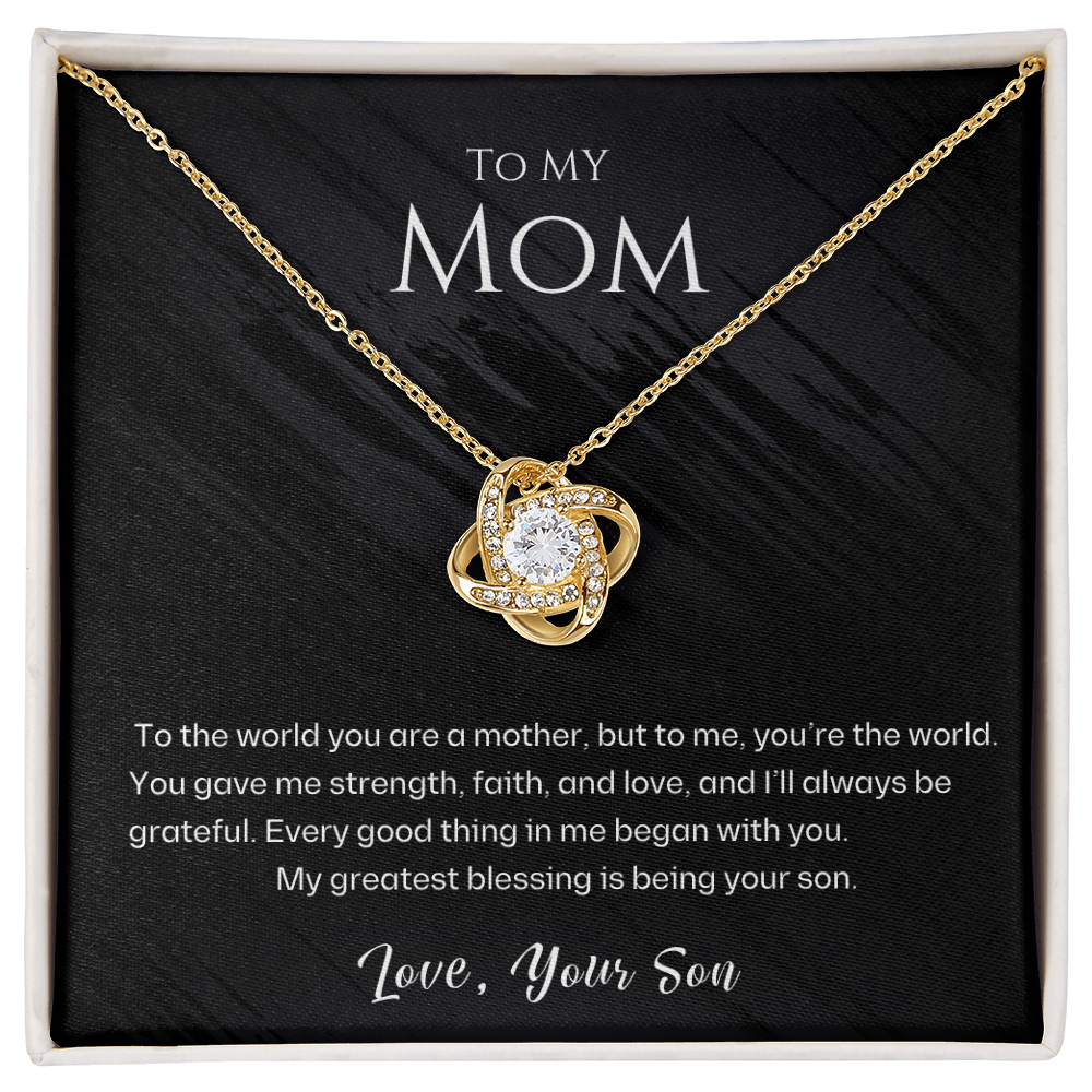 Mom - To Me You Are The World - Love Knot Necklace Gift Set