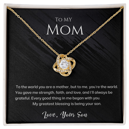 Mom - To Me You Are The World - Love Knot Necklace Gift Set