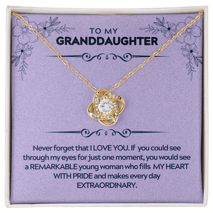 To My Granddaughter - Never Forget That I Love You - Love Knot Necklace Gift