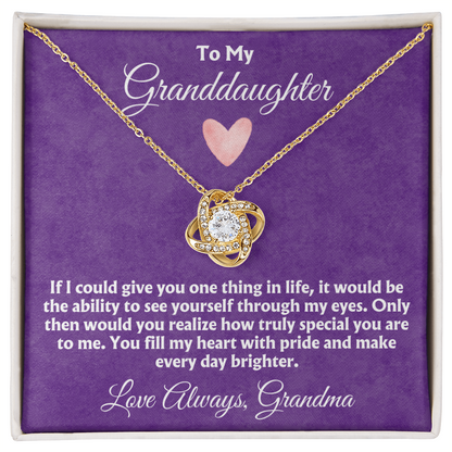 To My Granddaughter - You Fill My Heart With Pride - Love Knot Necklace Gift