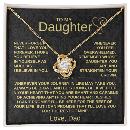 To My Daughter - Never Forget That I Love You - Love Knot Necklace Gift
