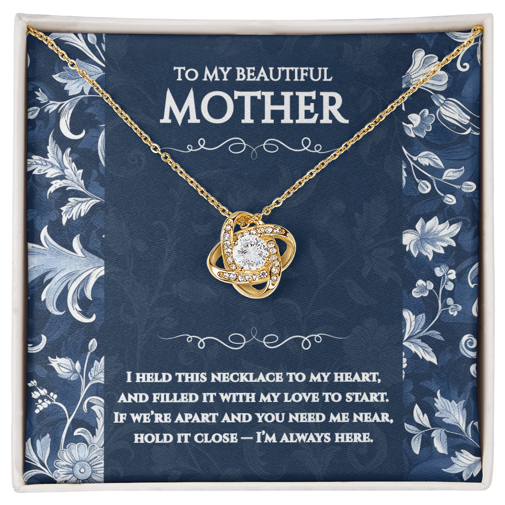 To My Mum - I’m Always Here - Toile De Jouy Love Knot Necklace Gift