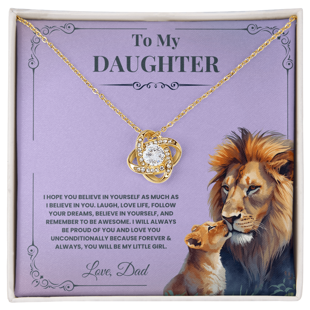 To My Daughter - Believe In Yourself - Love Knot Necklace Gift