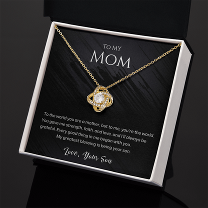 Mom - To Me You Are The World - Love Knot Necklace Gift Set