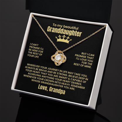 To My Beautiful Granddaughter - Love Grandpa - Love Knot Necklace