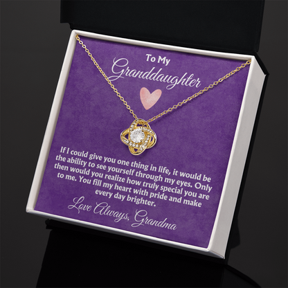 To My Granddaughter - You Fill My Heart With Pride - Love Knot Necklace Gift