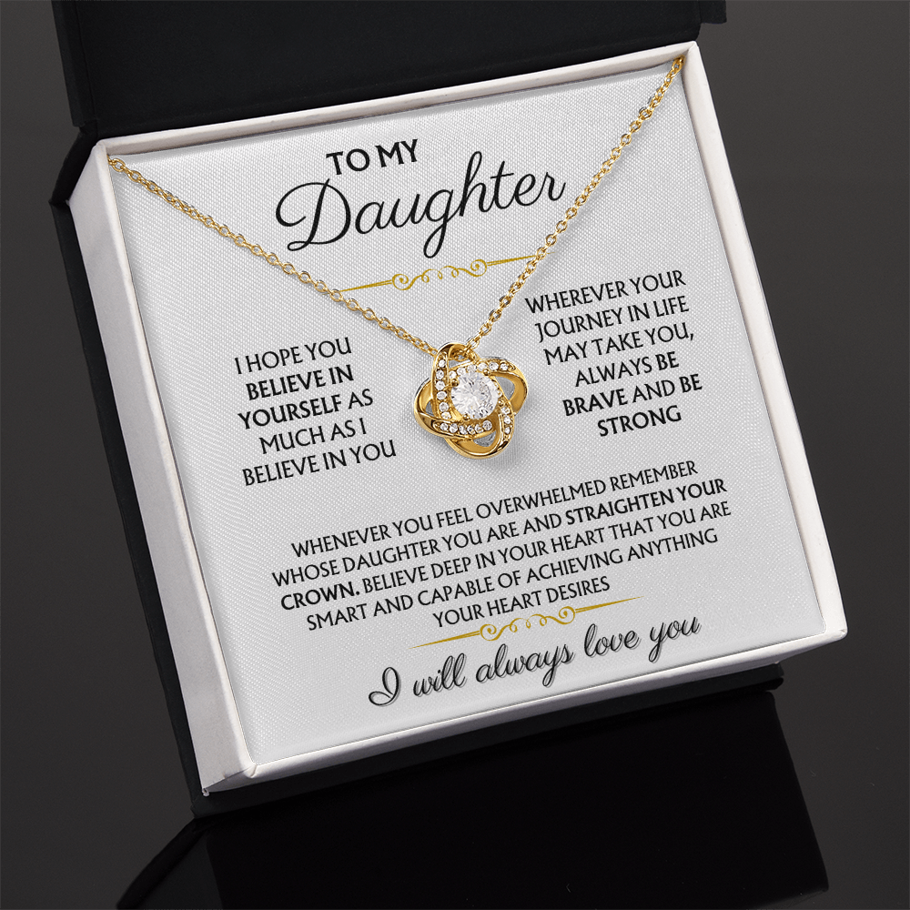 To My Daughter - I Will Always Love You - Love Knot Necklace Gift