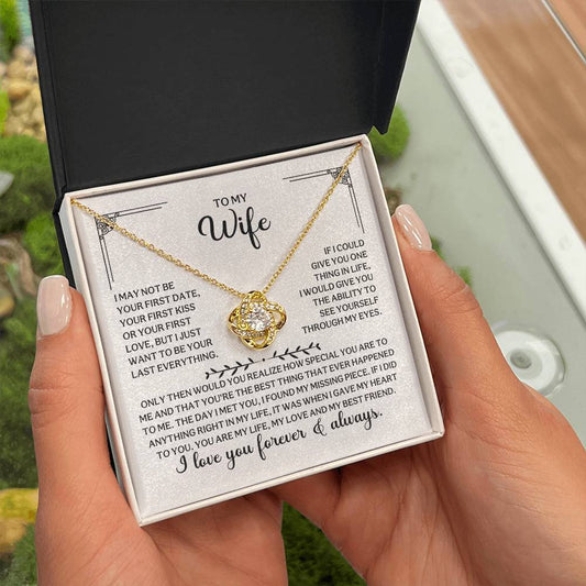 To My Wife - I Love You Forever and Always - Love Knot Necklace Gift