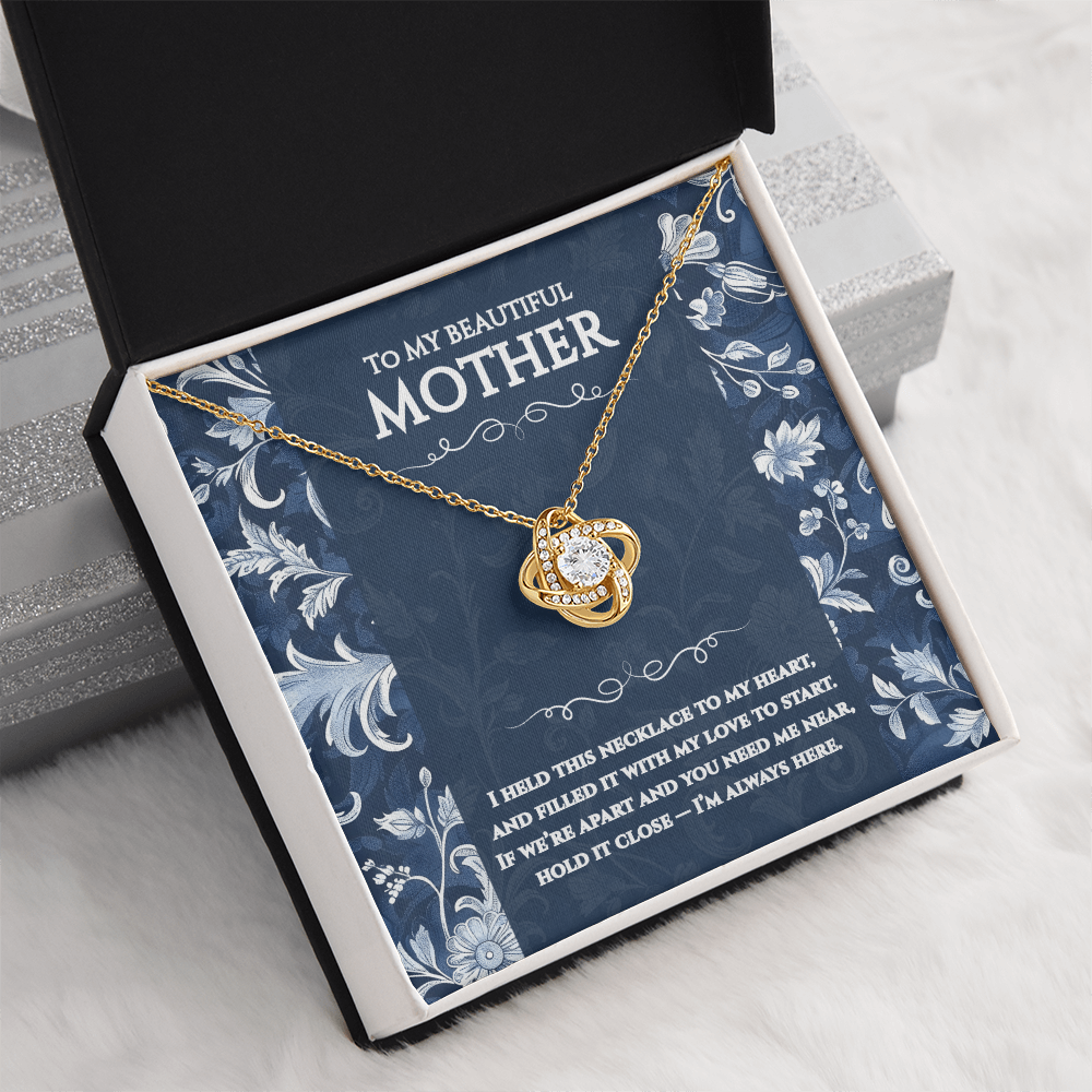 To My Mum - I’m Always Here - Toile De Jouy Love Knot Necklace Gift