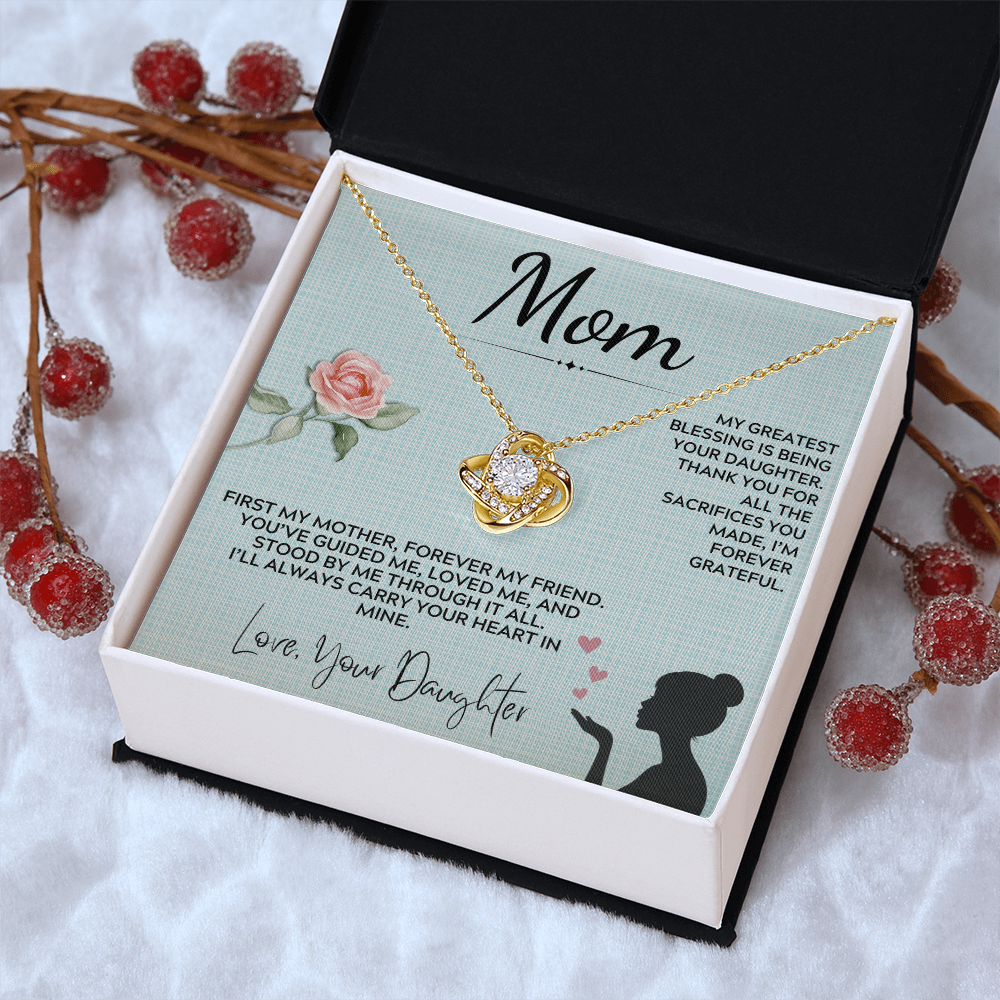 Mom - My Greatest Blessing - Love Knot Necklace Gift Set