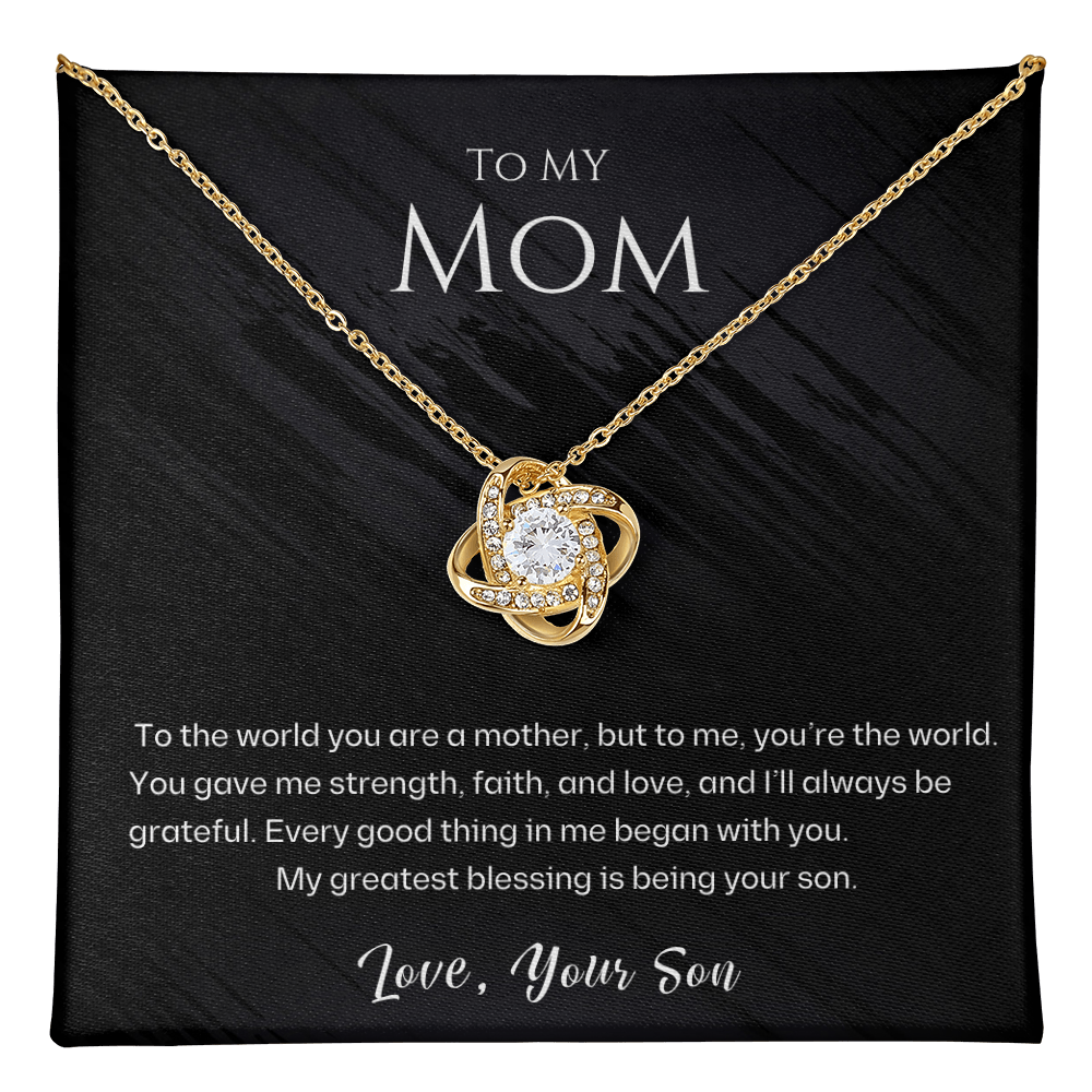 Mom - To Me You Are The World - Love Knot Necklace Gift Set