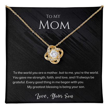 Mom - To Me You Are The World - Love Knot Necklace Gift Set