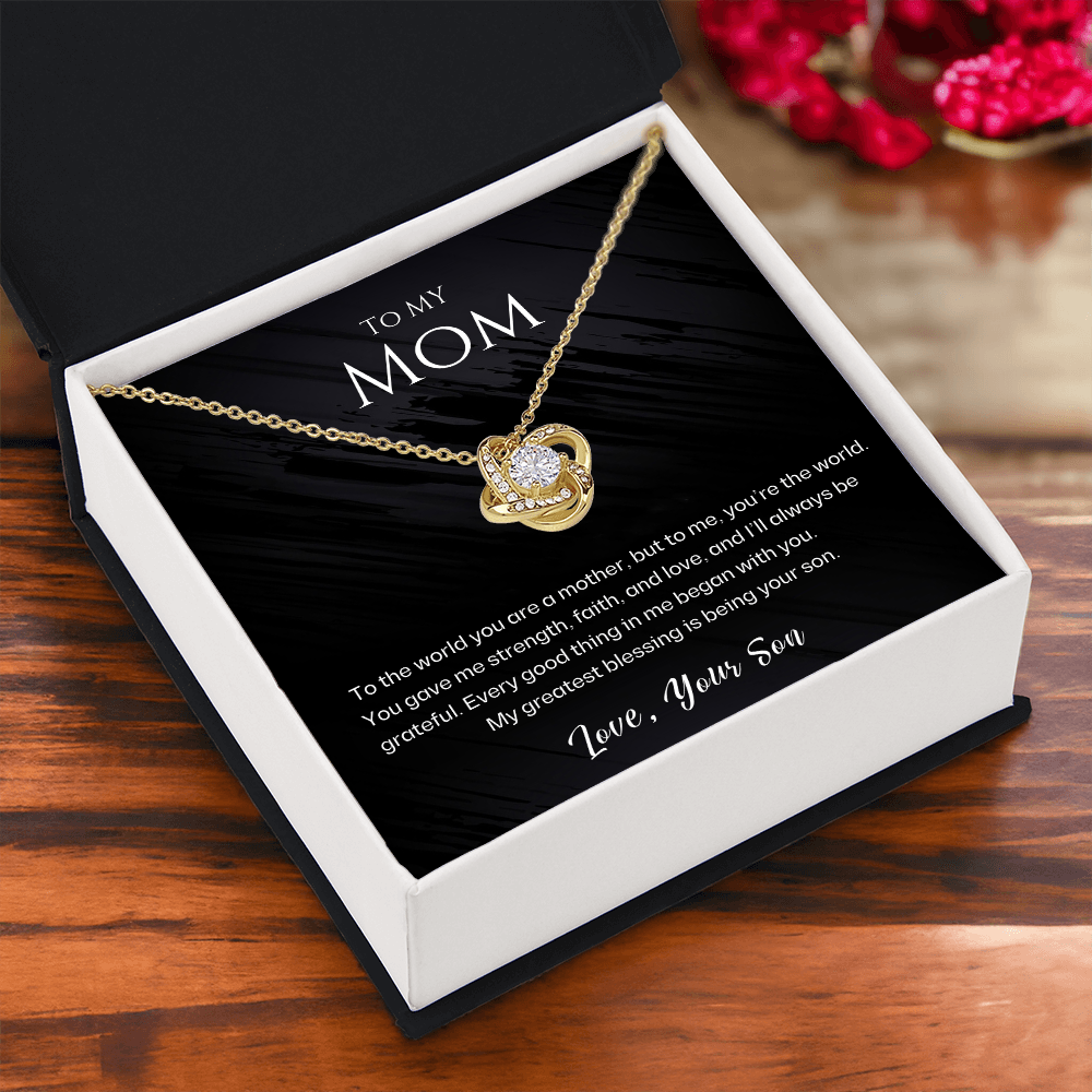 Mom - To Me You Are The World - Love Knot Necklace Gift Set