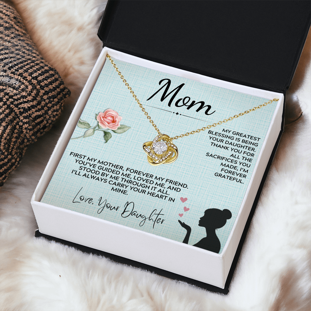 Mom - My Greatest Blessing - Love Knot Necklace Gift Set