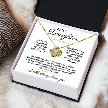 To My Daughter - I Will Always Love You - Love Knot Necklace Gift
