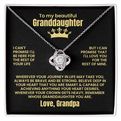 To My Beautiful Granddaughter - Love Grandpa - Love Knot Necklace