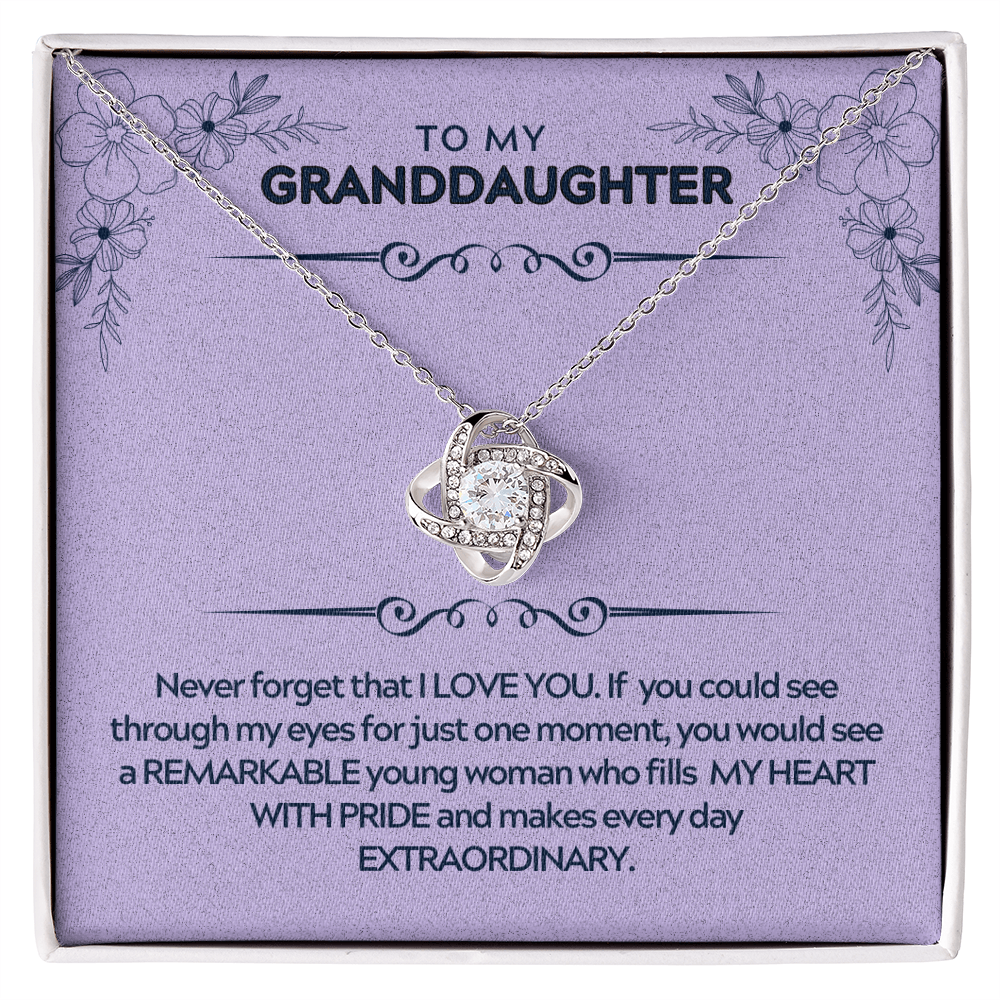 To My Granddaughter - Never Forget That I Love You - Love Knot Necklace Gift