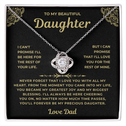 To My Beautiful Daughter - From Dad -Love Knot Necklace Gift