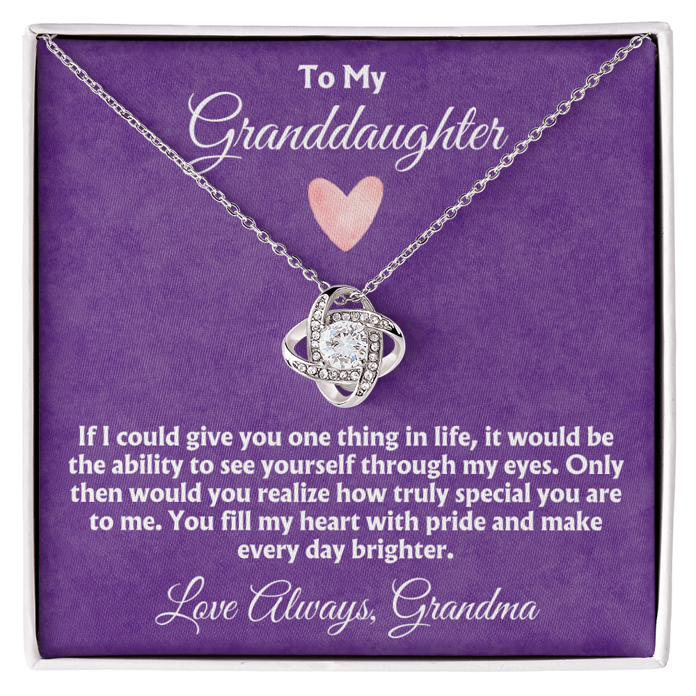 To My Granddaughter - You Fill My Heart With Pride - Love Knot Necklace Gift
