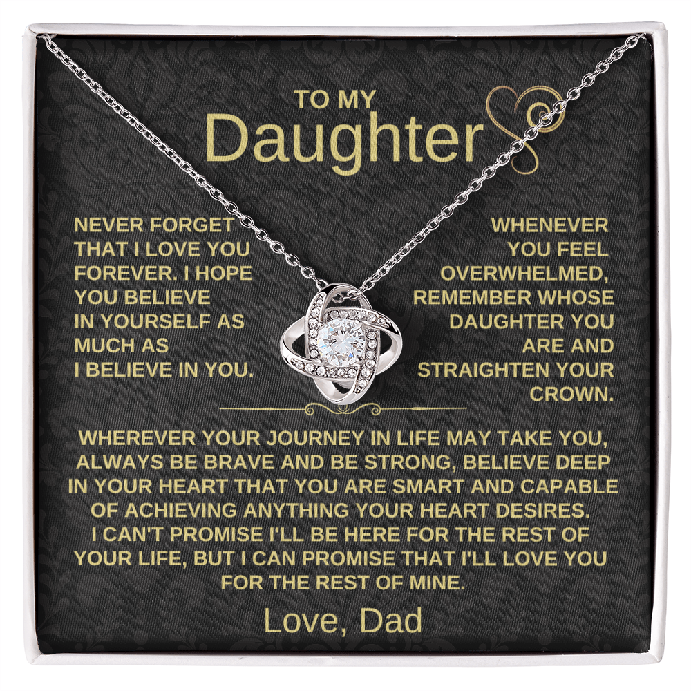 To My Daughter - Never Forget That I Love You - Love Knot Necklace Gift
