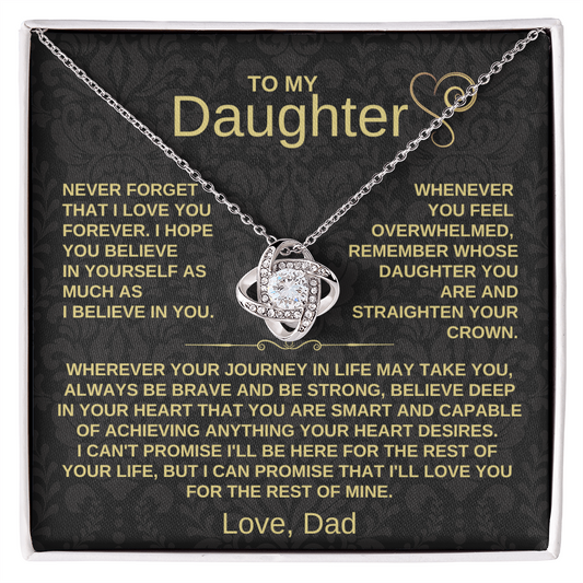 To My Daughter - Never Forget That I Love You - Love Knot Necklace Gift