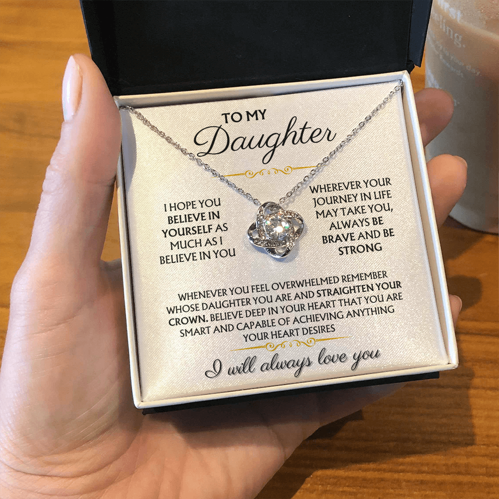 To My Daughter - I Will Always Love You - Love Knot Necklace Gift