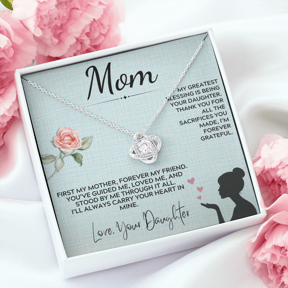 Mom - My Greatest Blessing - Love Knot Necklace Gift Set
