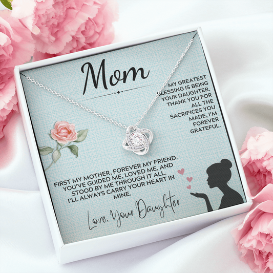 Mom - My Greatest Blessing - Love Knot Necklace Gift Set