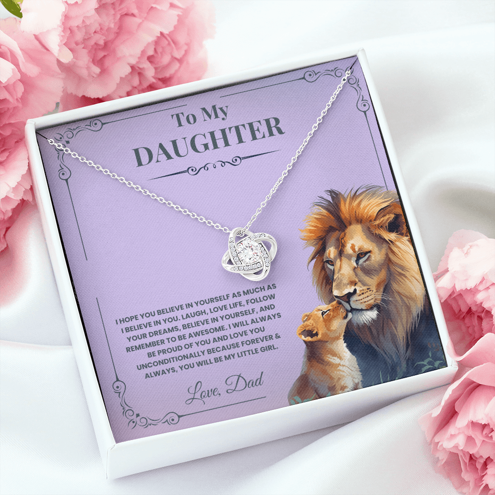To My Daughter - Believe In Yourself - Love Knot Necklace Gift