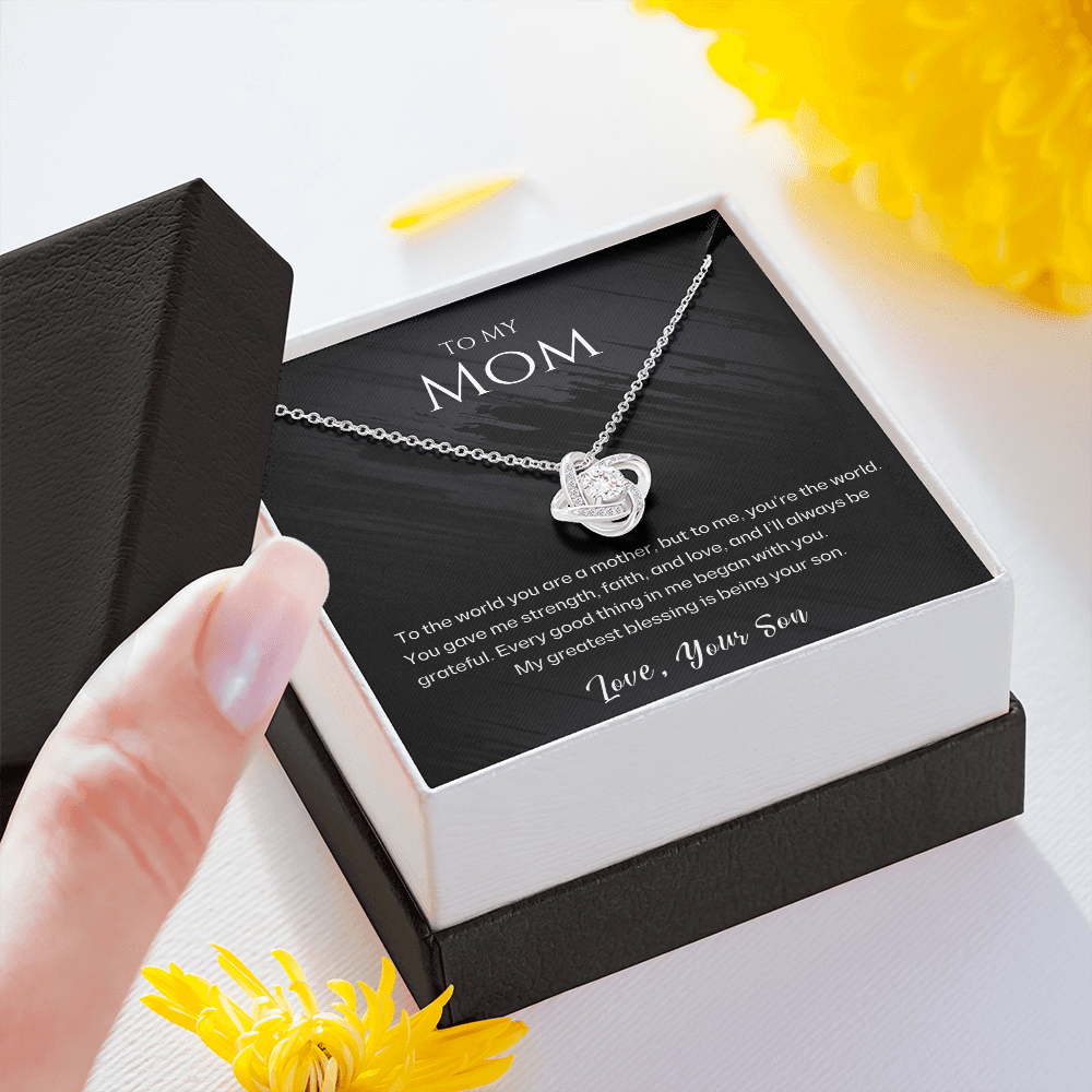 Mom - To Me You Are The World - Love Knot Necklace Gift Set