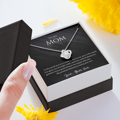 Mom - To Me You Are The World - Love Knot Necklace Gift Set