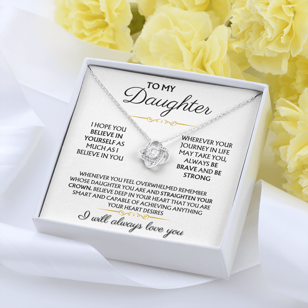 To My Daughter - I Will Always Love You - Love Knot Necklace Gift