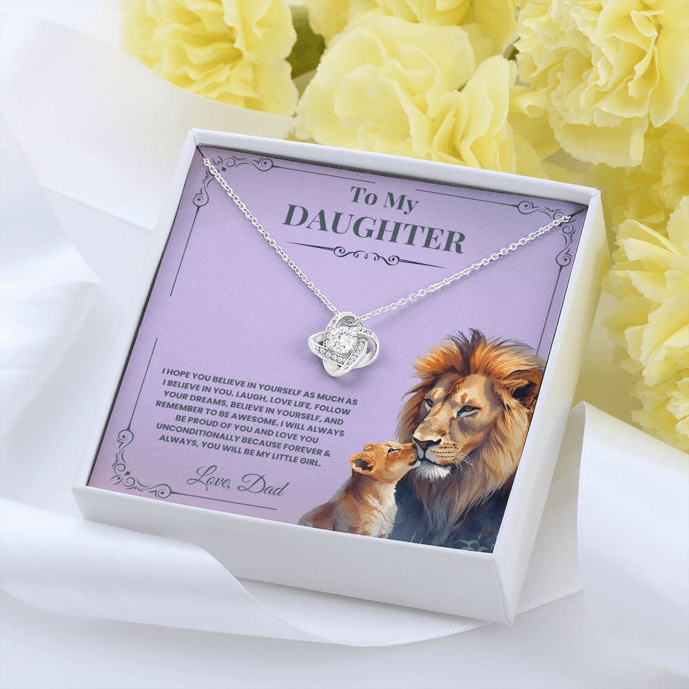 To My Daughter - Believe In Yourself - Love Knot Necklace Gift