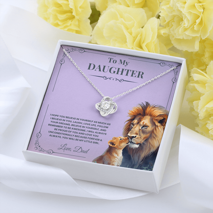 To My Daughter - Believe In Yourself - Love Knot Necklace Gift