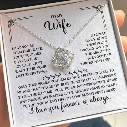 To My Wife - I Love You Forever and Always - Love Knot Necklace Gift