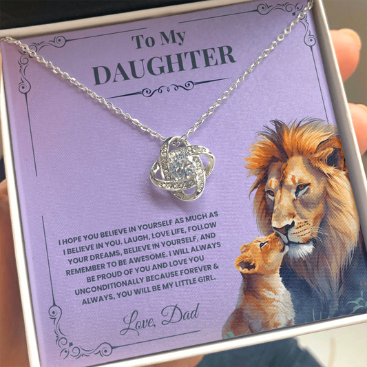 To My Daughter - Believe In Yourself - Love Knot Necklace Gift