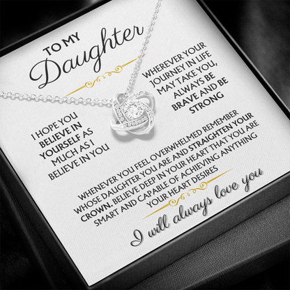 To My Daughter - I Will Always Love You - Love Knot Necklace Gift
