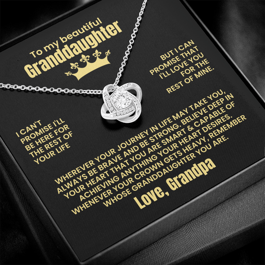 To My Beautiful Granddaughter - Love Grandpa - Love Knot Necklace