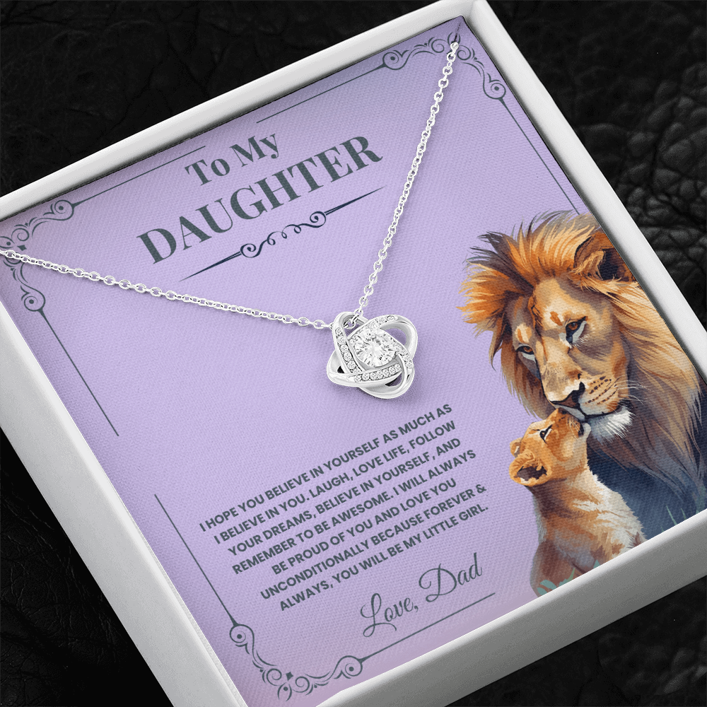 To My Daughter - Believe In Yourself - Love Knot Necklace Gift