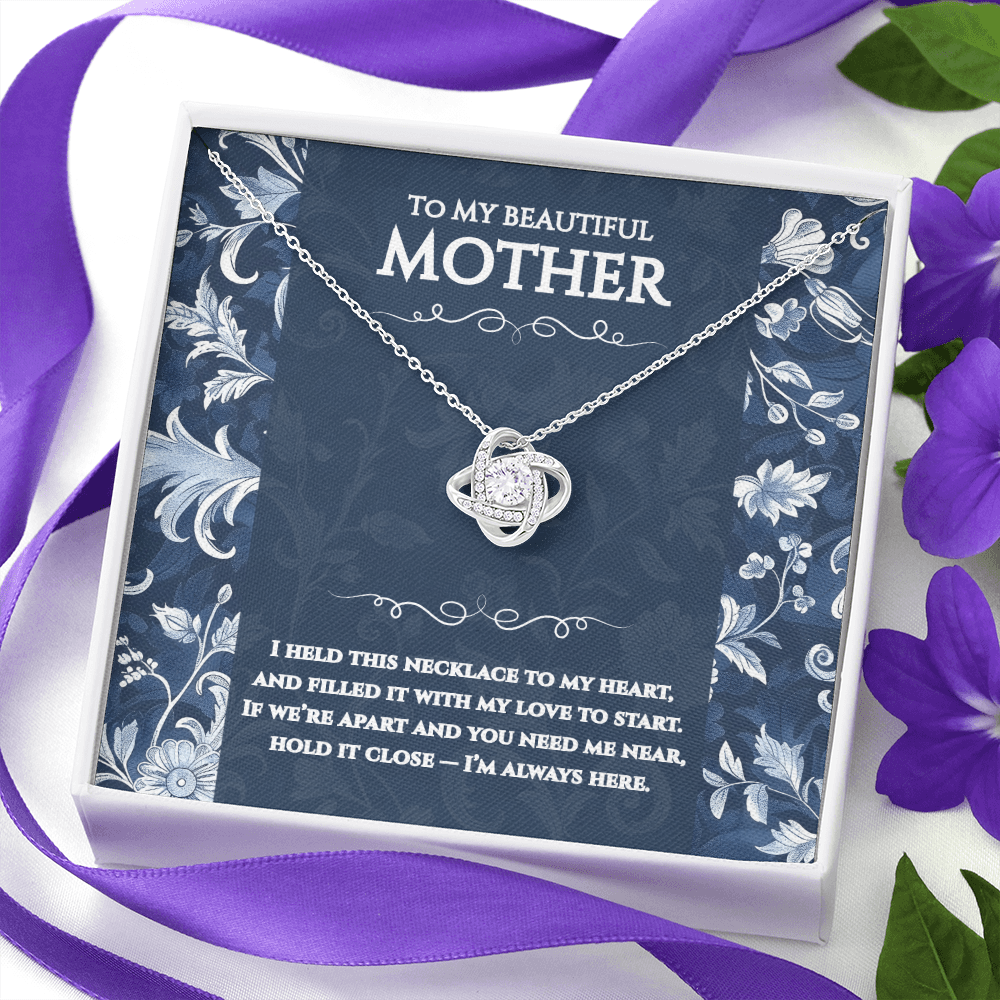 To My Mum - I’m Always Here - Toile De Jouy Love Knot Necklace Gift