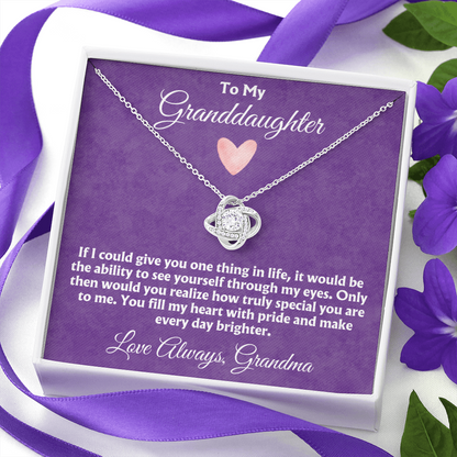 To My Granddaughter - You Fill My Heart With Pride - Love Knot Necklace Gift