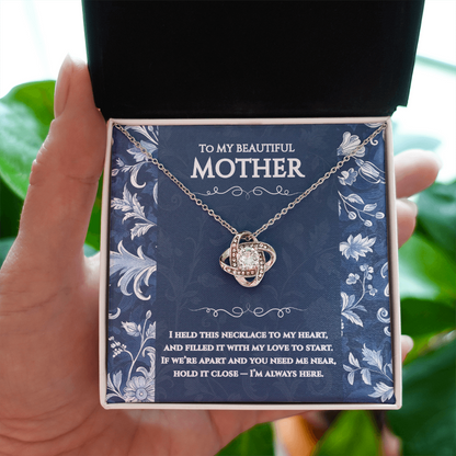To My Mum - I’m Always Here - Toile De Jouy Love Knot Necklace Gift