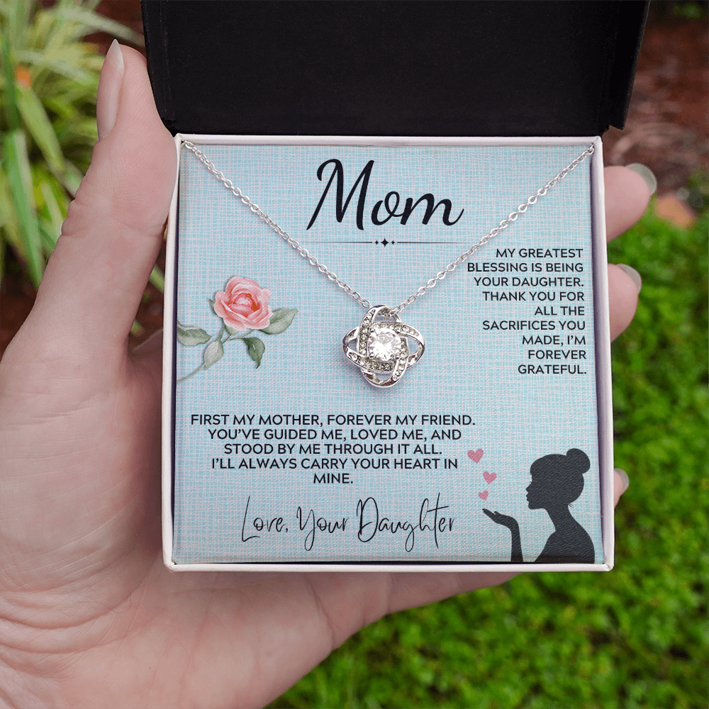 Mom - My Greatest Blessing - Love Knot Necklace Gift Set
