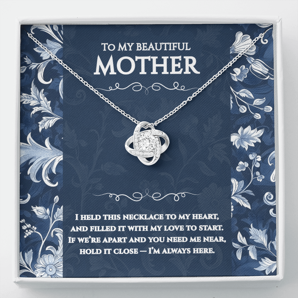 To My Mum - I’m Always Here - Toile De Jouy Love Knot Necklace Gift