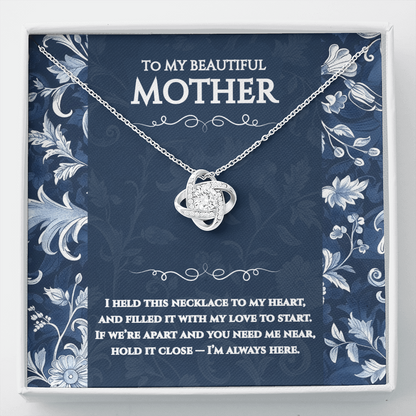 To My Mum - I’m Always Here - Toile De Jouy Love Knot Necklace Gift