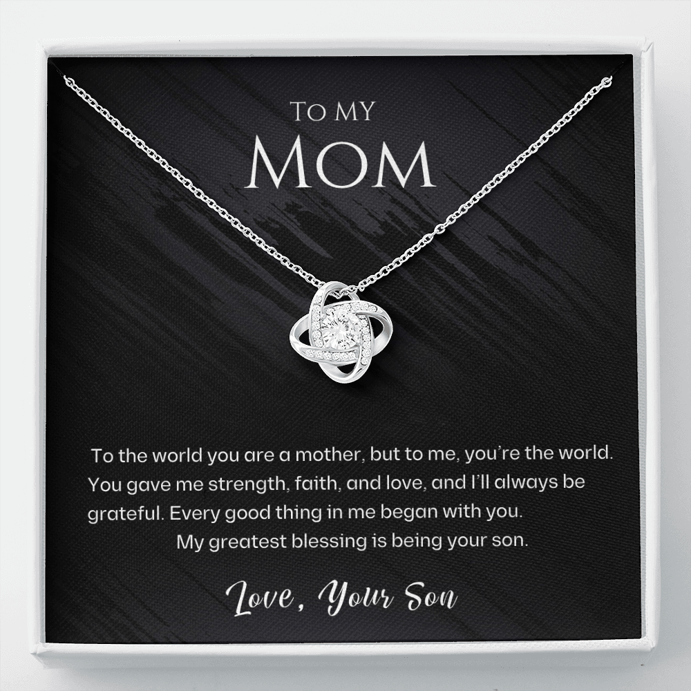 Mom - To Me You Are The World - Love Knot Necklace Gift Set