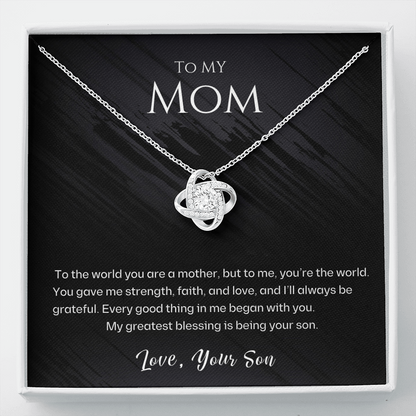 Mom - To Me You Are The World - Love Knot Necklace Gift Set