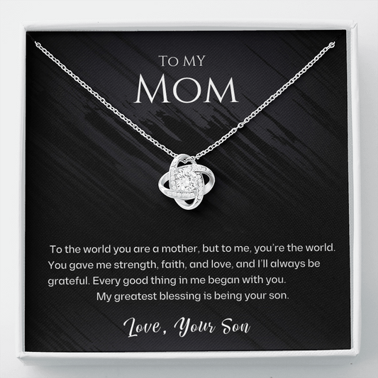 Mom - To Me You Are The World - Love Knot Necklace Gift Set