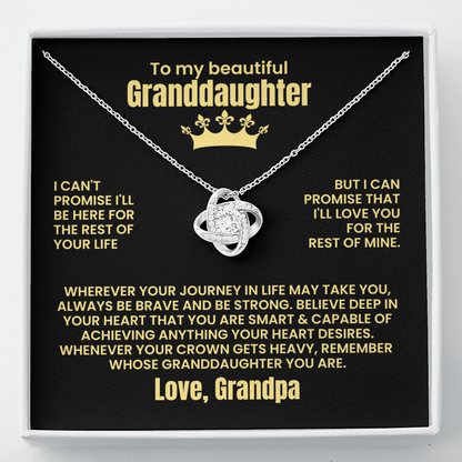To My Beautiful Granddaughter - Love Grandpa - Love Knot Necklace