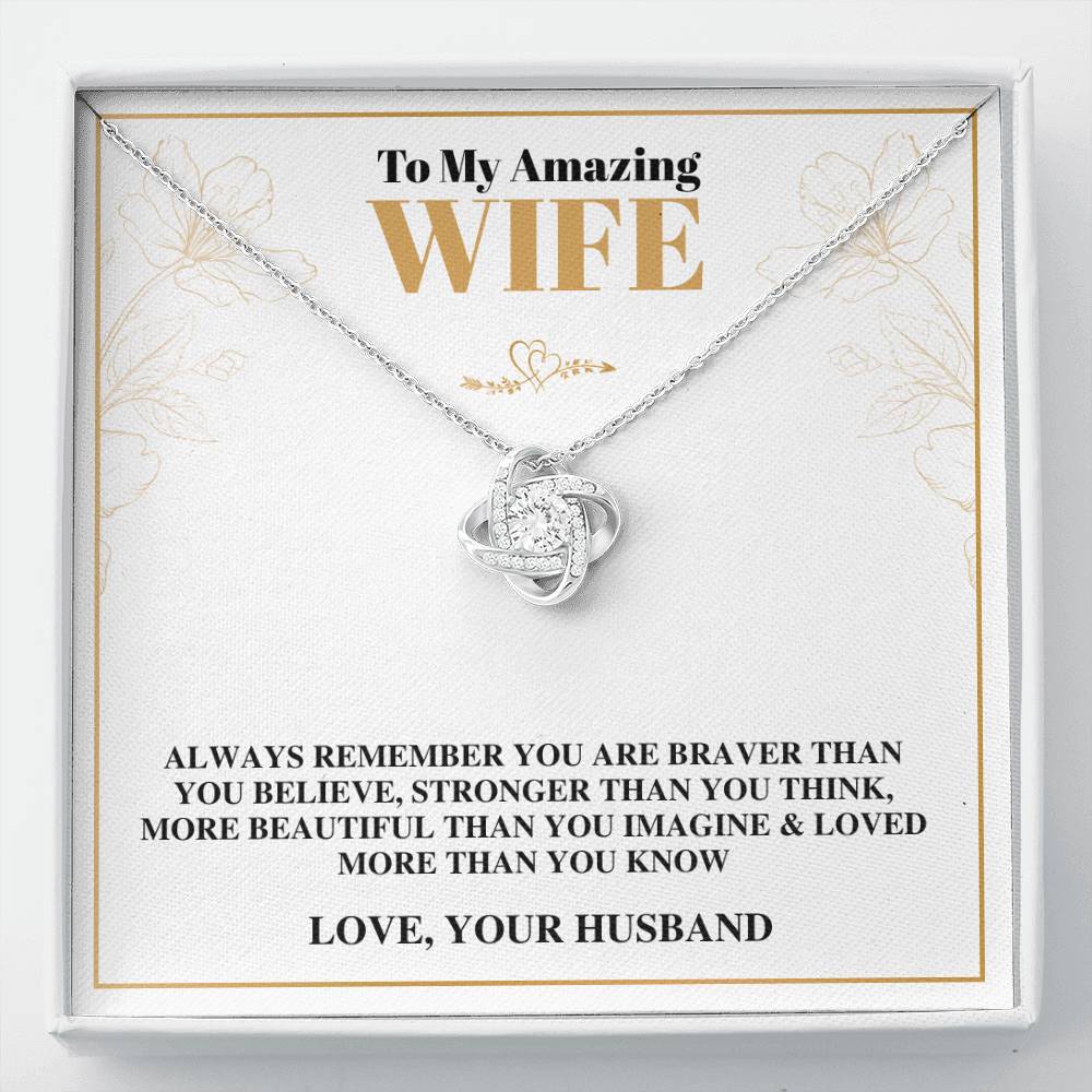 To My Amazing Wife - Love From Your Husband - Love Knot Necklace Gift